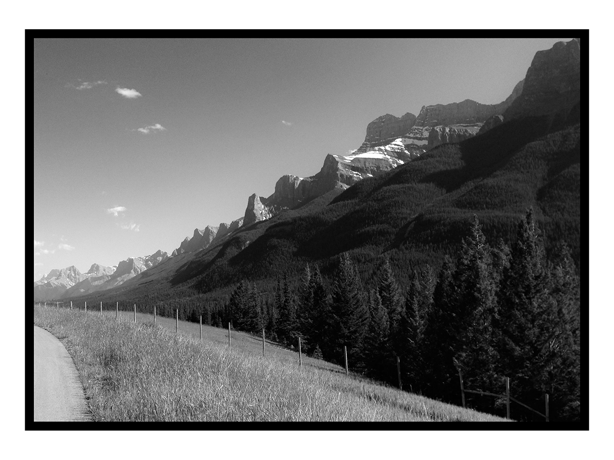 black and white of canmore ride